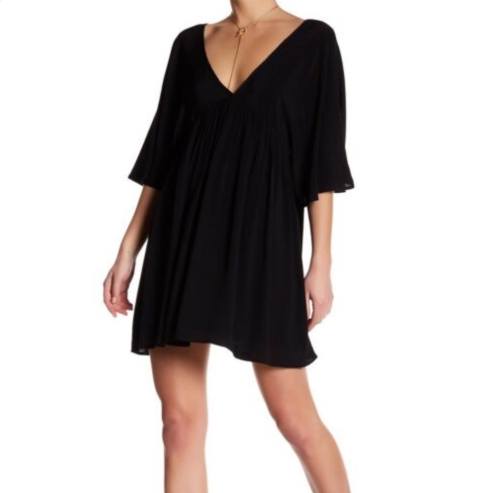 Lovers + Friends Black Fauna Shift Dress V Neck XS